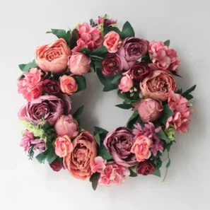 15inch Peony Wreath Door Wreath Decoration Wedding Wreath Flower Home Door Decoration Flower Garland Artificial Flowers