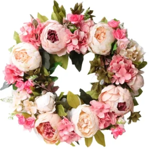 15inch Peony Wreath Door Wreath Decoration Wedding Wreath Flower Home Door Decoration Flower Garland Artificial Flowers