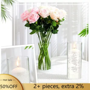 20 Pack Clear Glass Cylinder Vases Bulk Cylinder Flower Vases for Holiday Decorations (4 x 10 Inch) Freight free