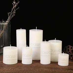 Classic European Ivory White Large Cylindrical Candle Smokeless and Tasteless Romantic Wedding Hotel Decorative Pole Wax